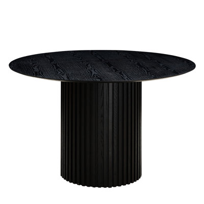 Black 45.48 Inch Dining Table, Mid-century Modern Aesthetic, Round Dinner Easy To Clean And Appeal, Care For