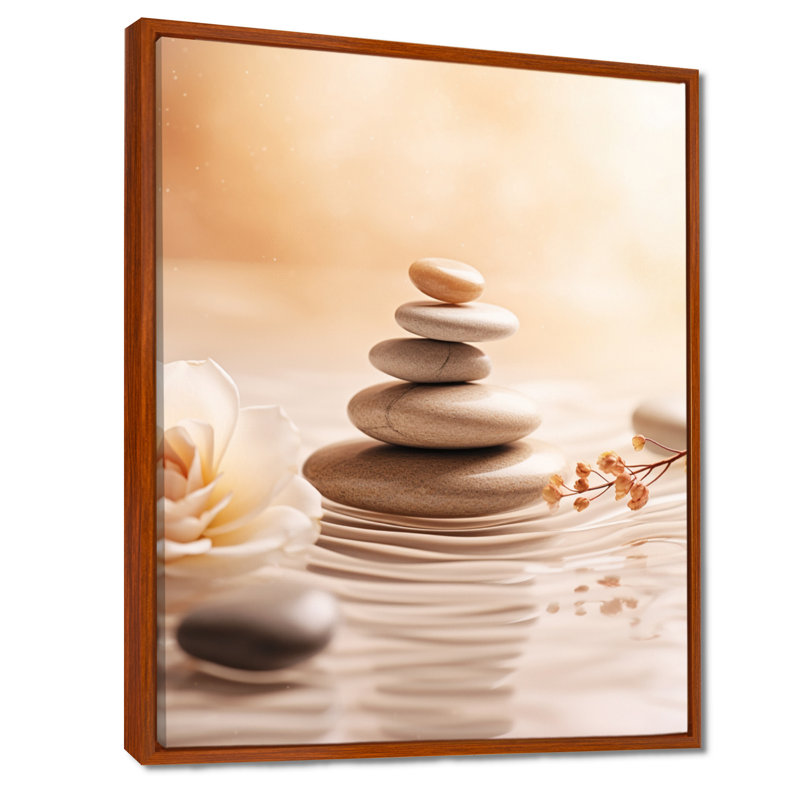 Spa Serenity Zen Stones délicat équilibre Cairn - pierre spirituelle grand art mural, H 40 po x l 30 po x P 1,5 po