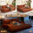 73.2" Queen Sleeper Sofa with Pull Out Bed, 3-in-1 Convertible Sofa Bed, Corduroy 2 Seater Loveseat Bed for Living Room, Apartment, Small Space, Queen Size Couch Bed, Orange-1065024118