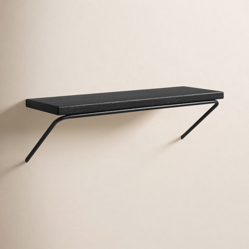 Dryden Solid Wood Metal Floating Shelf, 7.5'' H X 24'' W X 8'' D, Black