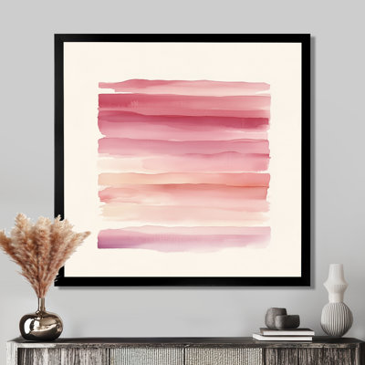 Pink Beige Blush Horizon Lines III - Abstract Minimalism Picture Framed Wall Art