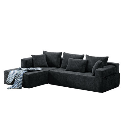 4 - Piece 106.3"  Chenille L-Shaped Upholstered Sectional Sofa Couch