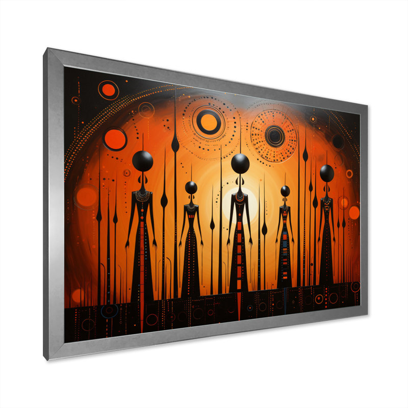" African Tribal Rhythms V ", 12" H x 20" W x 1" D, Silver Picture Framed