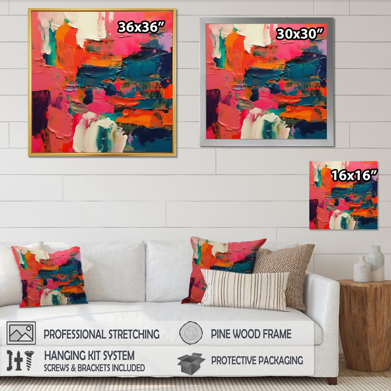 «Pink and Blue Fragments Of Reality» sur toile, Toile tendue, H 30 po x l 30 po x P 1 po