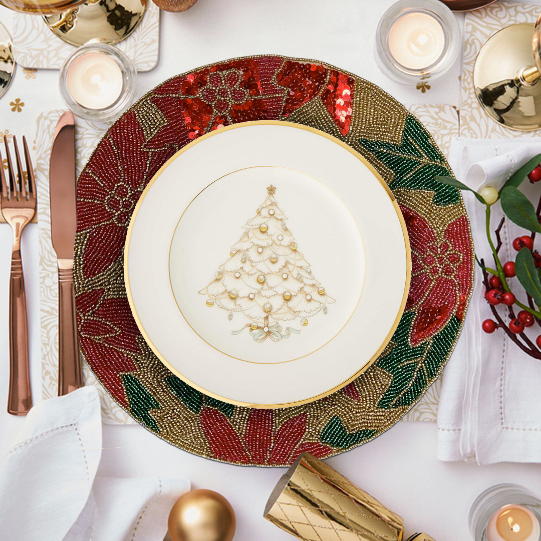 Letendre Polyester, Glass Floral Round Placemat (Set of 2) Three Posts™