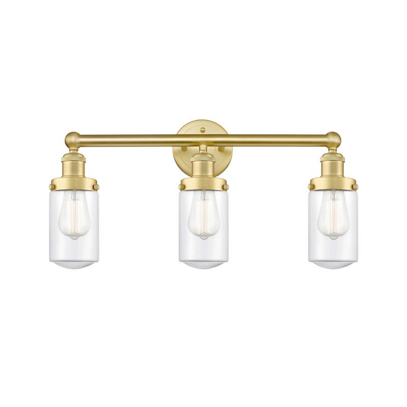 Éclairage pour salle de bain 3 lumières à intensité variable, Or satiné, Transparent