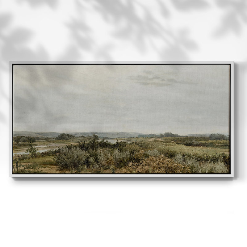 Série paysage - MCXIV - Toile tendue avec châssis, prête à accrocher, H 25 po x l 49 po, Blanc