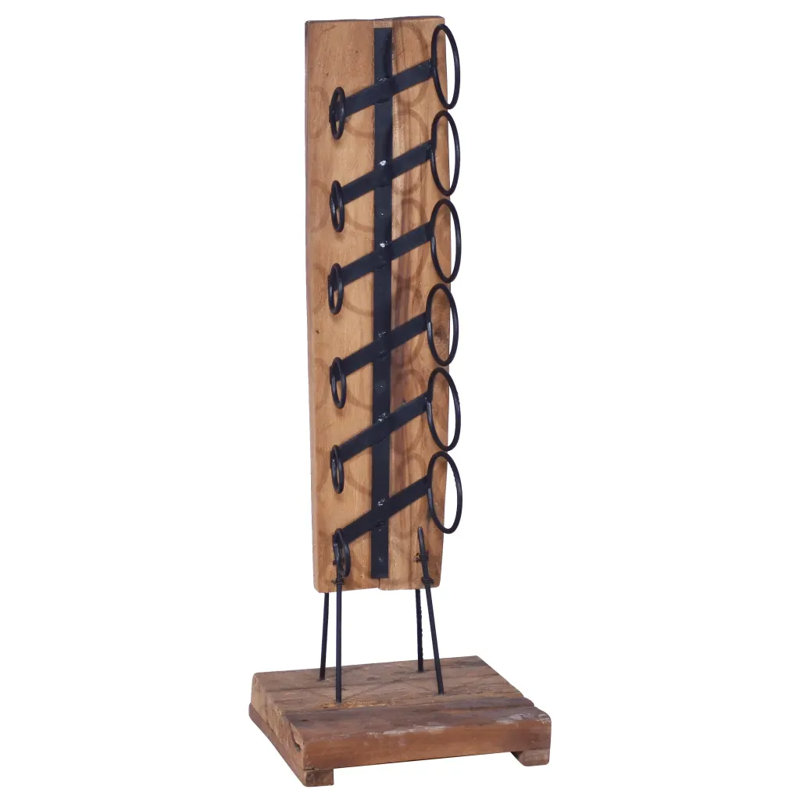 Ironwood Solid Wood Tabletop Wine Bottle Rack in Brown