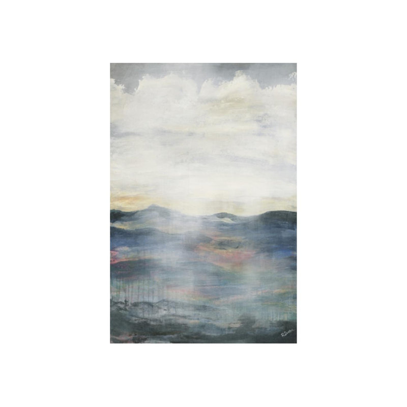 Misty Hills II - Peinture, H 60 po x l 40 po, Image au pinceau gel
