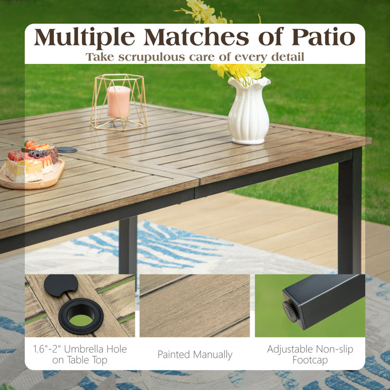 Sutiya 6 - Person Premium All-Weather Wicker Patio Dining Set with Rectangular Table , Cushions Included