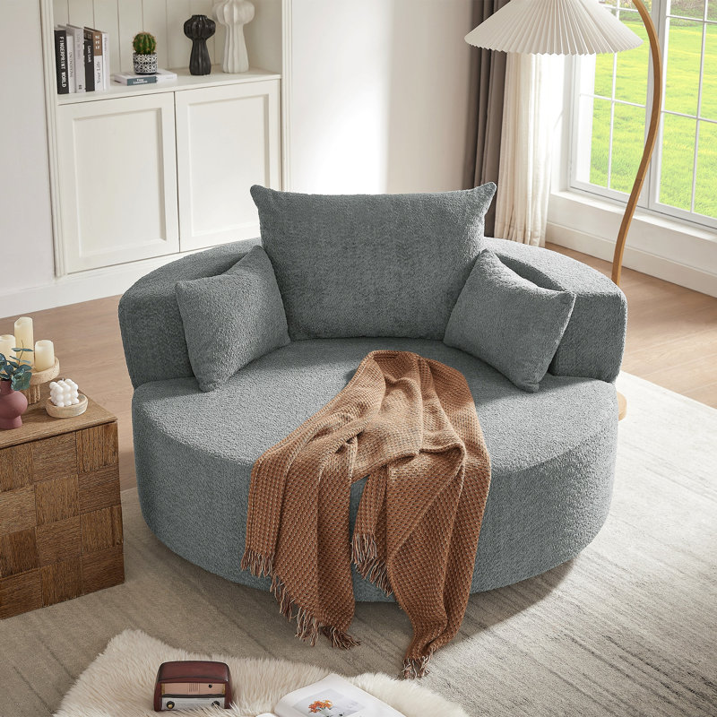 Fauteuil d'appoint pivotant à 360 ° avec 3 coussins amovibles pour le salon, la chambre à coucher, le bureau et l'hôtel