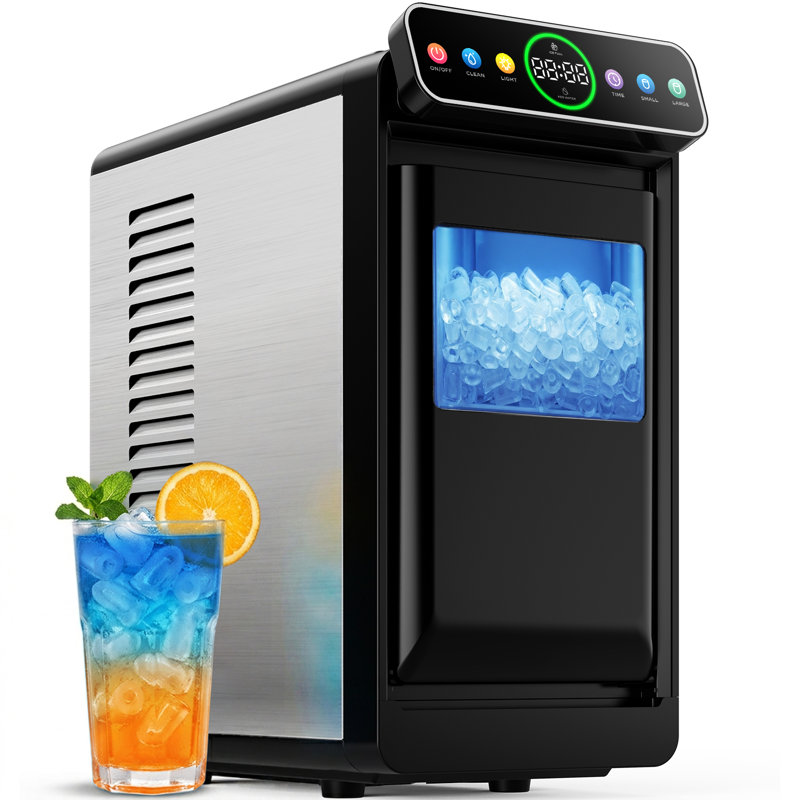 Compact Countertop Bullet Ice Maker, 26.5 Lbs/Day Portable Ice Machine, 2 Ice Sizes, Timer Function, Touch Control, Self-Cleaning