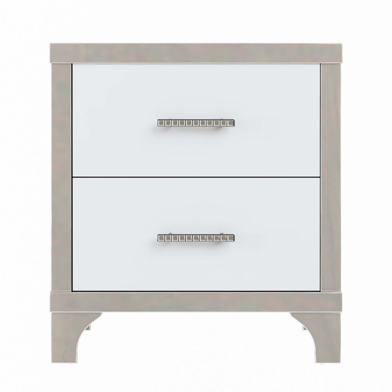 Table de chevet miroir ultrabrillant avec poignée en métal