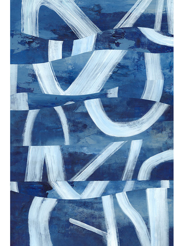 Collage In Blue Painting by Richard Ryder, Glass Coat