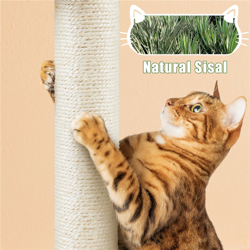 Rustic Brown Cat Tree Tower with Litter Box Enclosure