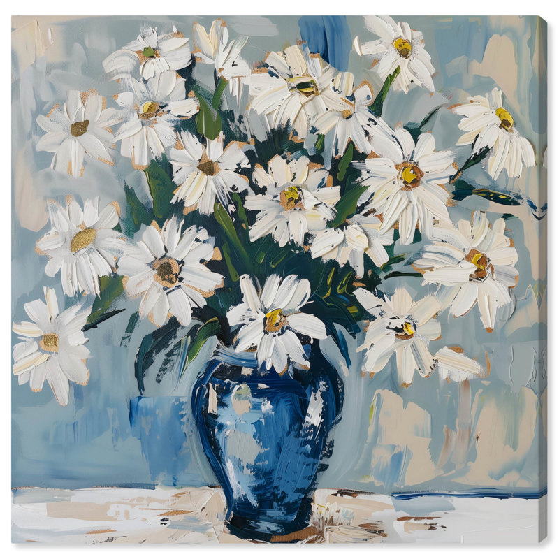«Daisy Vase Canvas Flower Vase Glam» par Art Remedy, H 12 po x l 12 po, Toile tendue