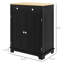 Buffet de comptoir en bois massif - noir vieilli, 2 tiroirs, portes, tablette réglable pour armoire de rangement noire avec comptoir et cuisine