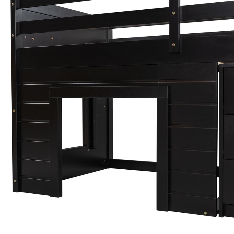 Azaree Kids Loft Bed with Drawers, Espresso