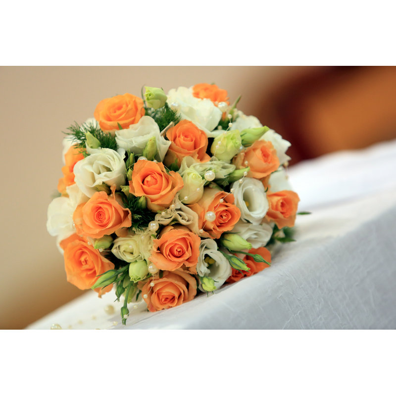Wedding Rose Bouquet by Wideonet - Wrapped Canvas Print, 30cm H x 46cm W