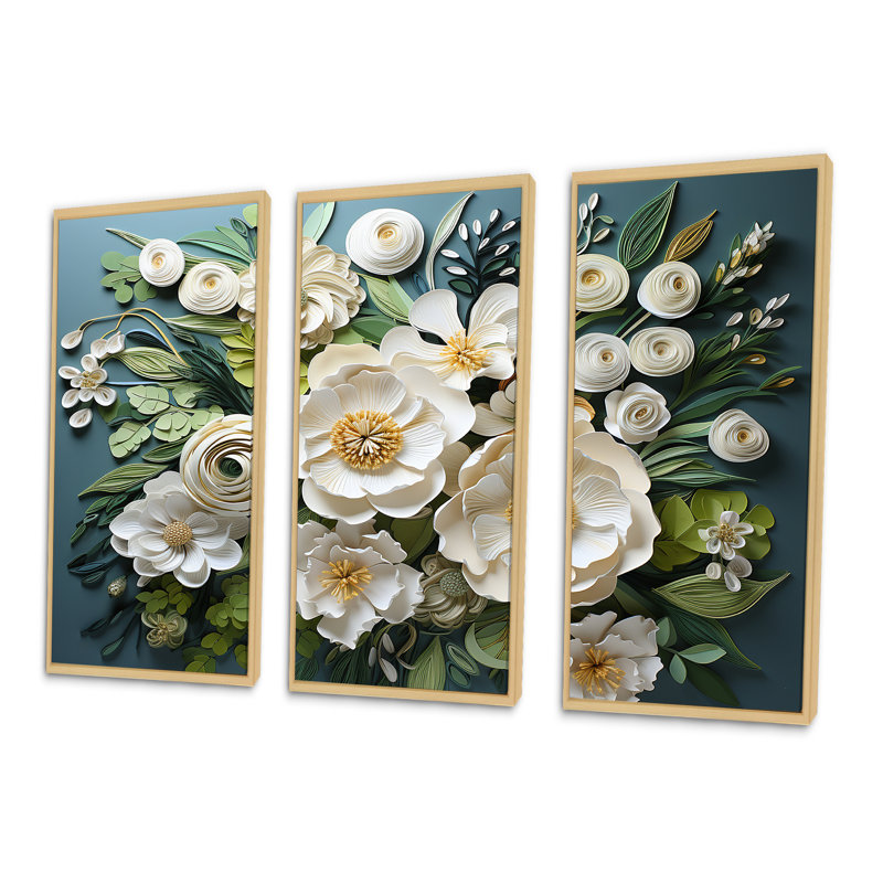 Méticuleusement rendu roses - ensemble d'art sur toile Roses, H 28 po x l 36 po x P 1 po, Cadre naturel flottant