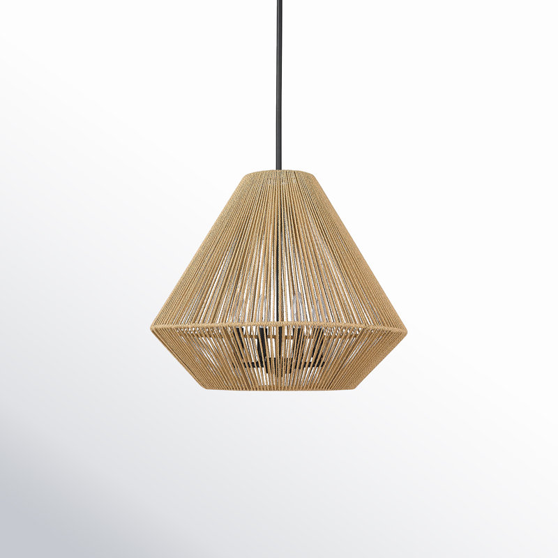 Luminaire suspendu géométrique à 4 lumières Simon, Cordage de raffia naturel