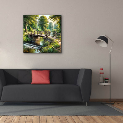 «Countryside Bridge Over Stream» par Rey Klimt, art mural sur toile