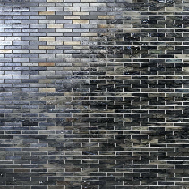 Artwater Iridescent Polished Glass Mosaic Tile, Night Black