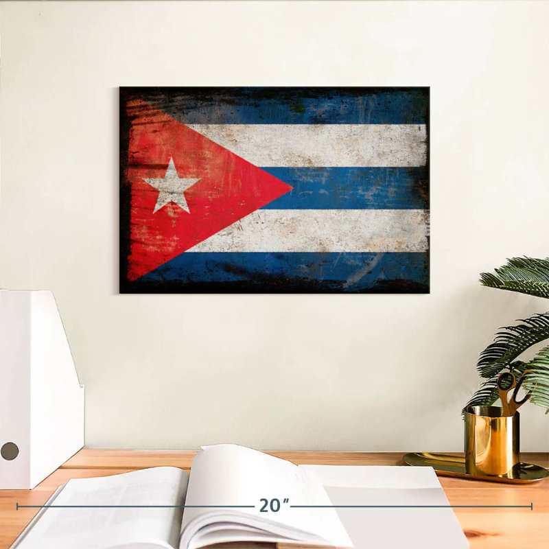 Drapeau cubain antique Borges, H 8 po x l 12 po