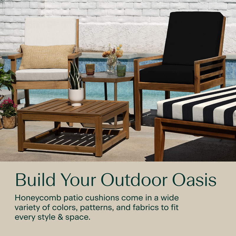 Cesur Outdoor Mid Back Dining Chair Cushion, Buff