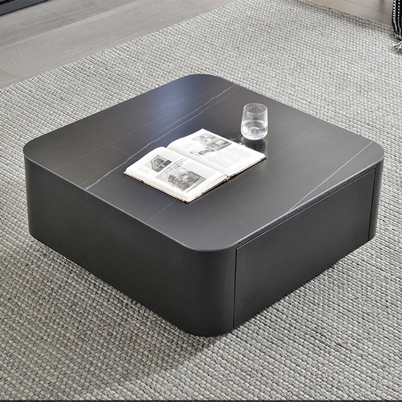 Table basse moderne simple carrée, Noir, noir, noir, noir, H 15 po x L 35,4 po x l 35,4 po, Noir, noir, noir, noir