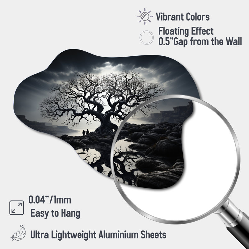 «The Contrast Tree Monicol II», impression murale en métal asymétrique traditionnelle, H 27 po x l 35 po x P 1 po