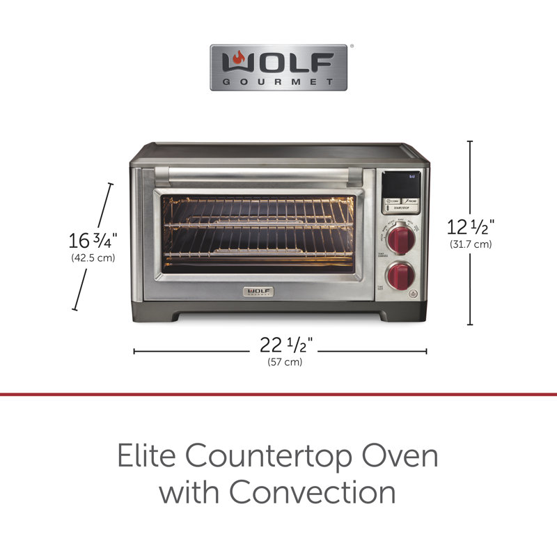Wolf Gourmet Elite Digital Countertop Convection Toaster Oven with Temperature Probe, Red Knobs