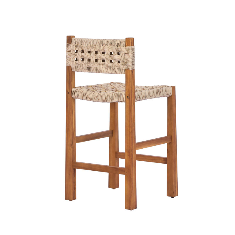 Tabourets de bar d'extérieur Breezia Bohemian Coastal, Gris clair / teck, 2
