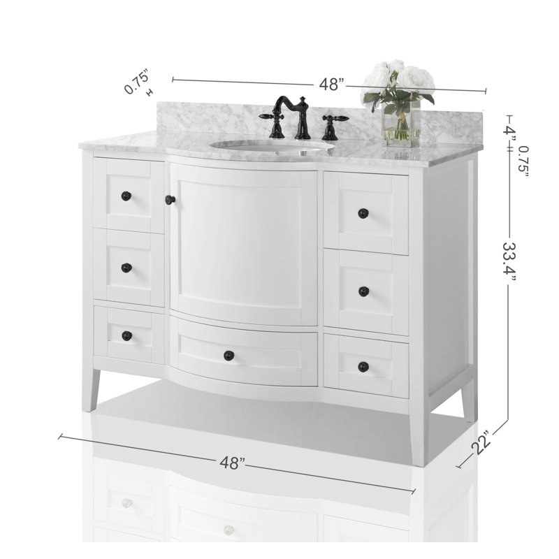 Ensemble de meuble-lavabo simple 48 po Lauren, Noir mat, Blanc