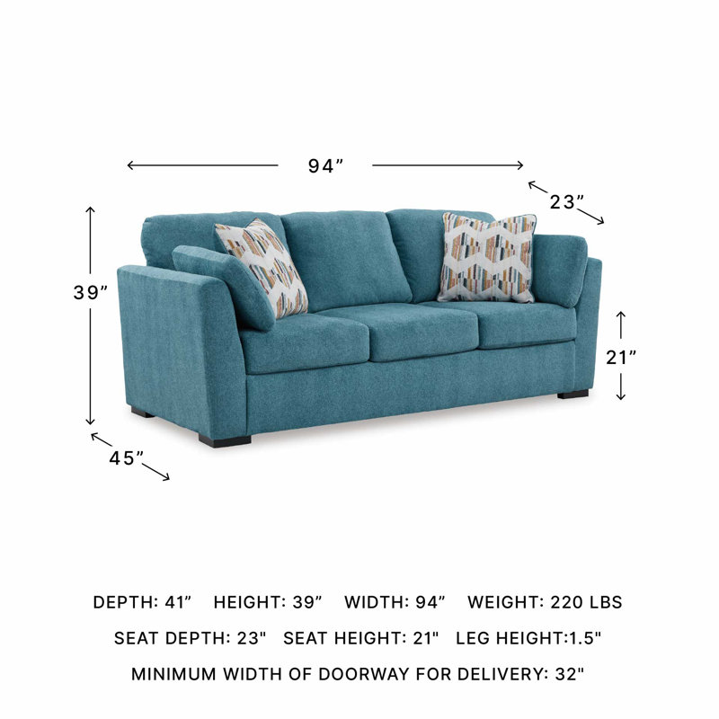Owlex 94'' Upholstered Sleeper Sofa, Blue 100% Polyester