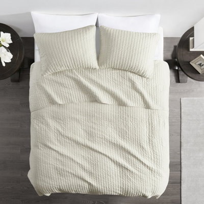 Couette pour lit simple/simple XL couleur crème - Microfibre avec rembourrage en coton, réversible, hygiénique, lavable à la machine, garnie