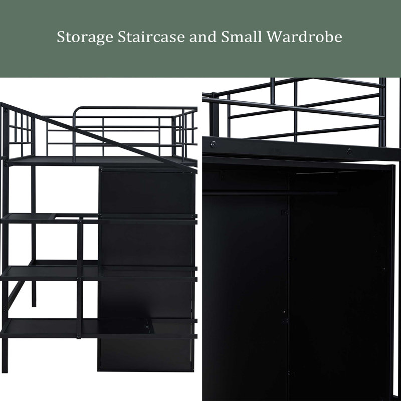 Lit mezzanine avec tiroirs Amely Kids, Simple