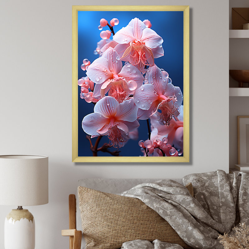Magnifiques orchidées harmonieuses, H 32 po x l 24 po x P 1 po, Cadre doré simple