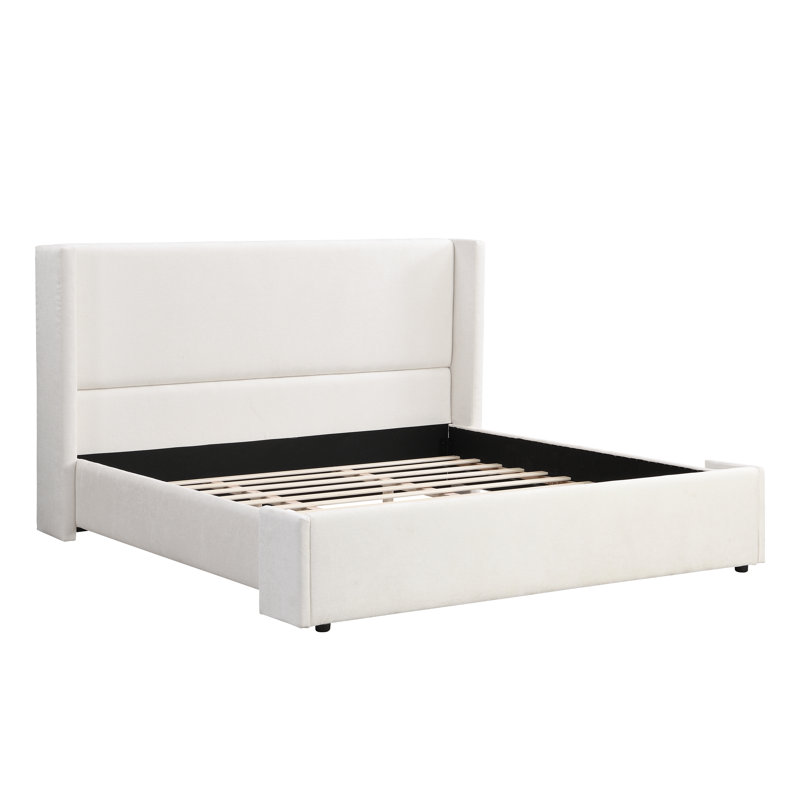 Louie Elegant Upholstered Bed With Tall Headboard, King