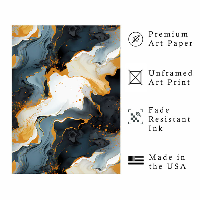 Abstrait gris et or brossé III, reproduction d'art moderne sans cadre, H 20 po x l 16 po
