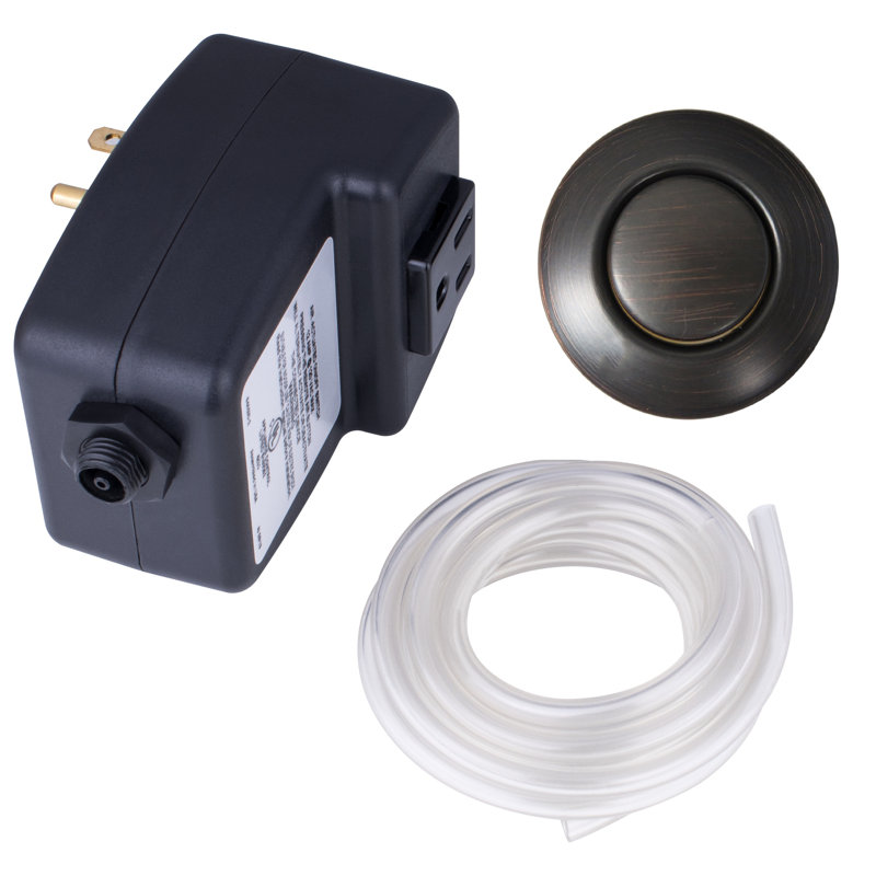 Garbage Disposal Air Switch Kit with Oil-Rubbed Bronze Push Button, Power Box, and Air Tube