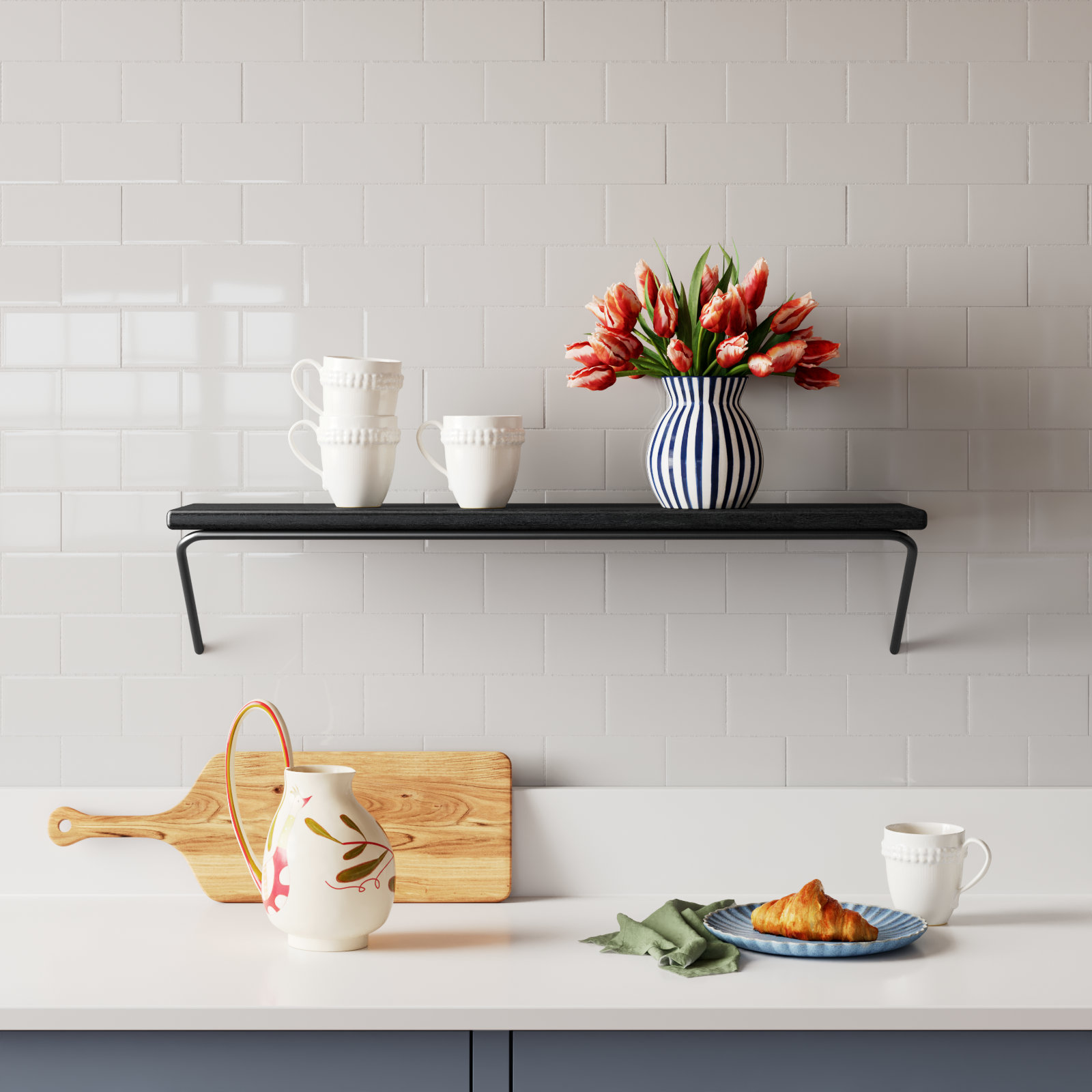 Dryden Wall Mounted Shelves, Black, 7.5'' H X 36'' W X 8'' D