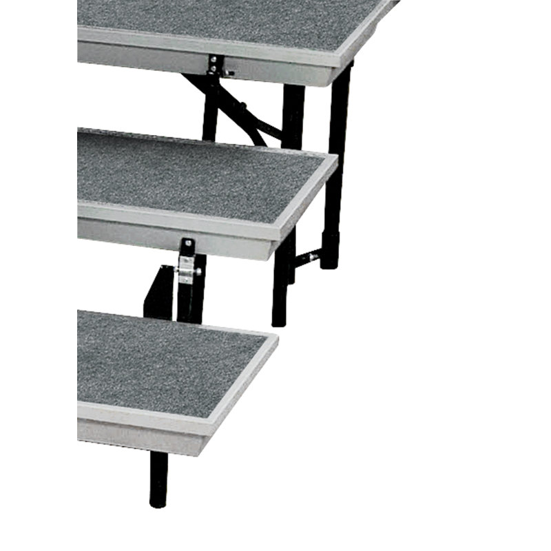 Élévateur choral droit à 3 niveaux NPS® Transport, tapis gris (18 x 78), Droit