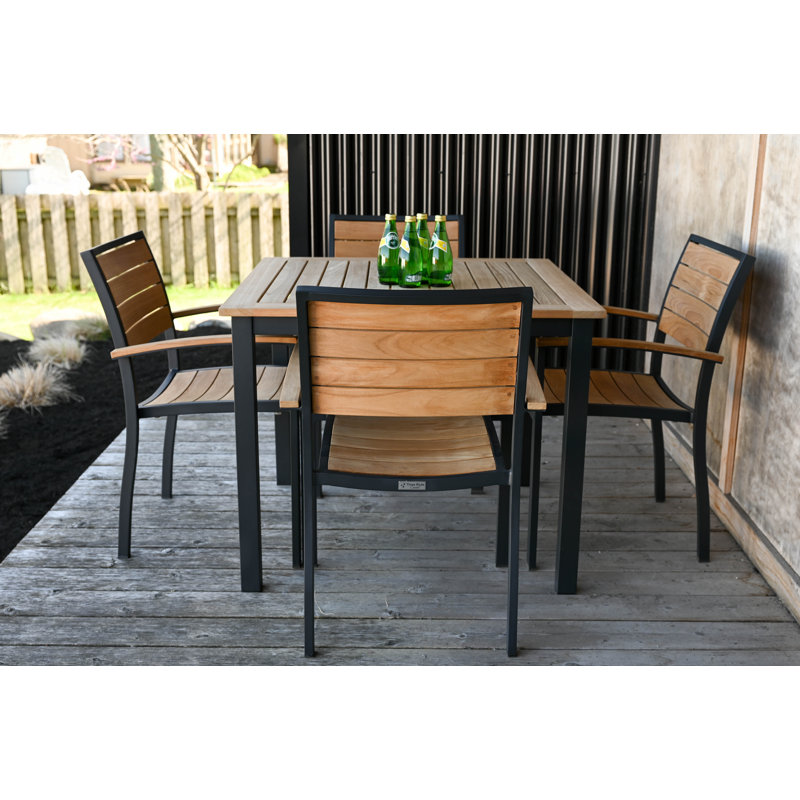 SoHo 36" Square Teak Aluminum Outdoor Dining Table, Black