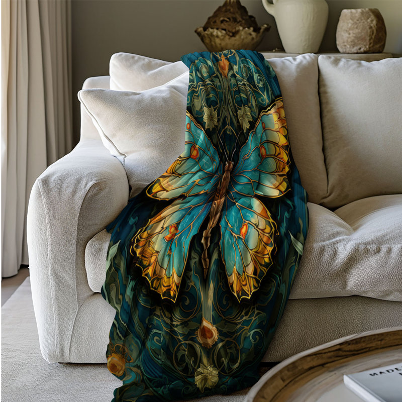 Couverture intemporelle en sherpa Timeless Butterfly 1 pièce, Lit simple