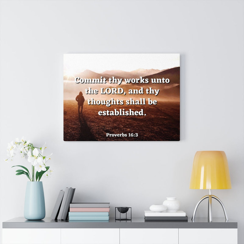 Proverbes 16: 3 de Be Beige, H 18 po x l 24 po x P 1,25 po