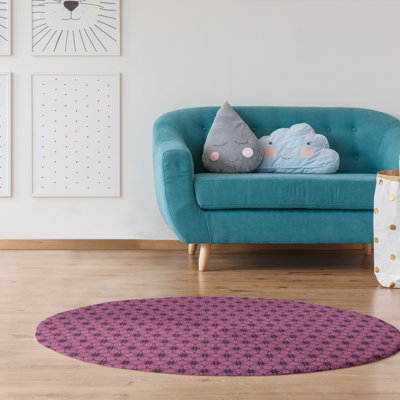Tapis zone rose ornée cercles