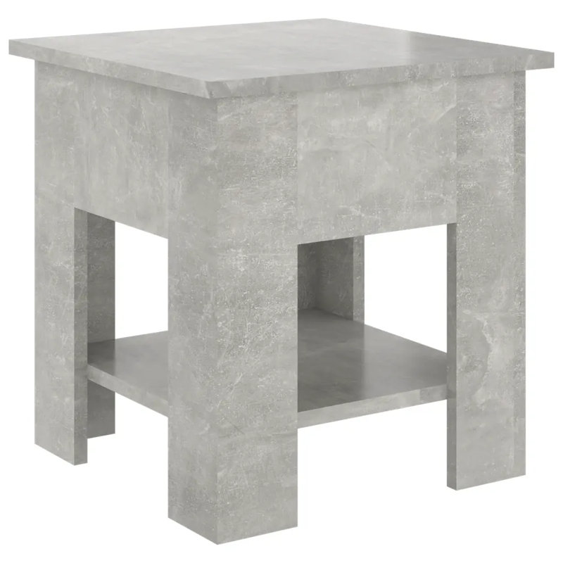 Glass End Table with Storage, Concrete gray, 15.7" x 15.7" x 16.5"
