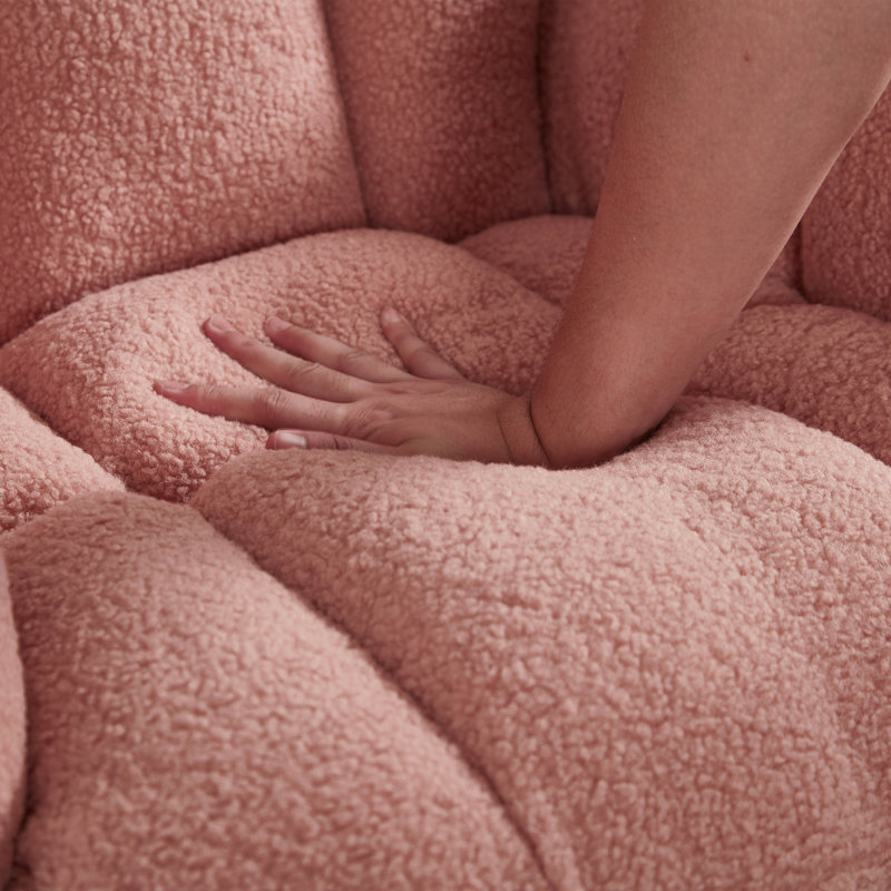 Fauteuil oscillant berçant rembourré en tissu avec structure en métal, Pink