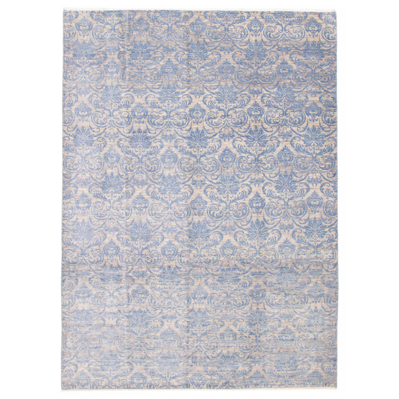 Tapis unique en laine bleu ardoise 9 pi 2 po x 12 pi 0 po Izibella